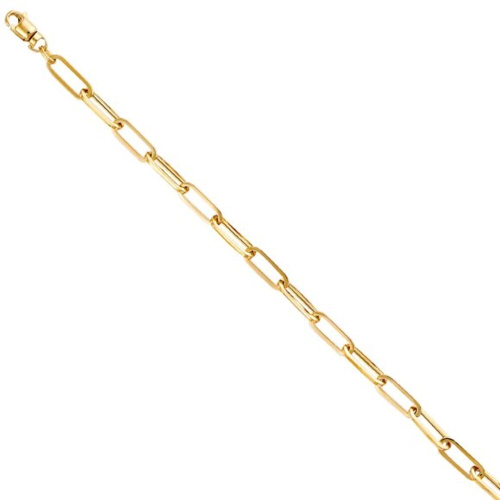 New 5.5mm 14K Solid Gold Paperclip Bracelet 7.5” inches